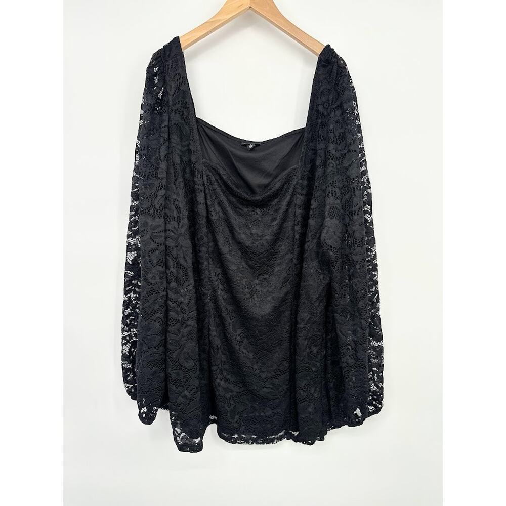 Torrid Women 4X Black Lace Top Blouse Whimsigoth Romantic Dark Fairy Square Neck
